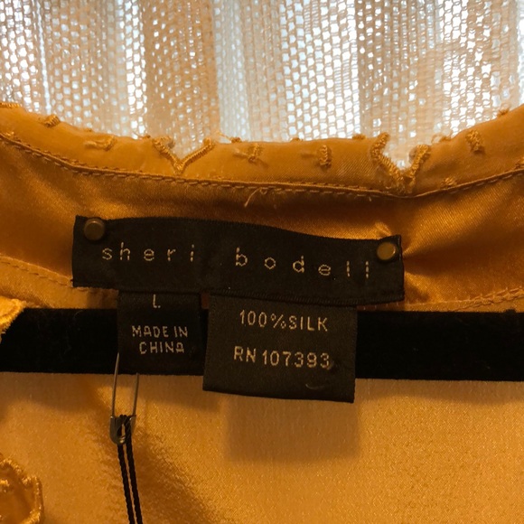 SHERI BODELL(NEW)GOLD SILK-SHEER SLEEVES DRESS - Picture 4 of 7